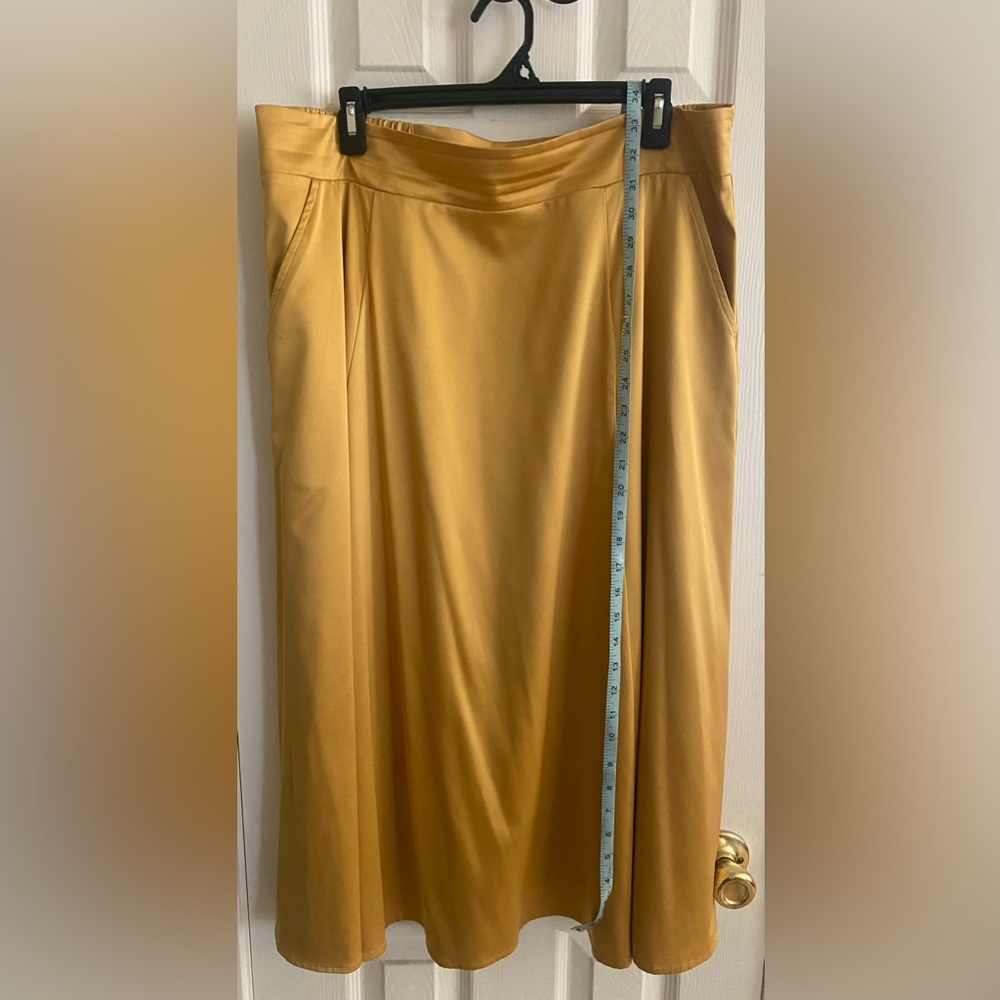 Goldenrod satin midi skirt